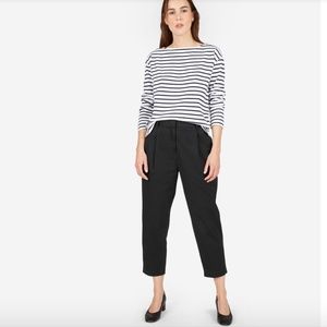 Everlane Black Slouchy Chino Pleated Loose Fit Cropped Ankle Dress Pants